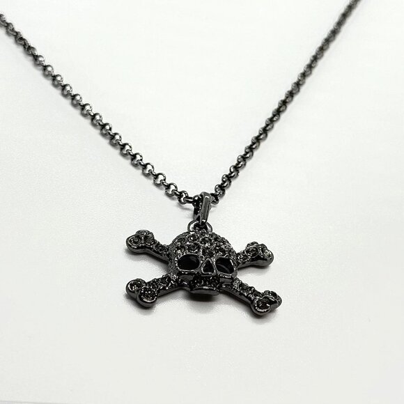 Vivienne Westwood Gunmetal Black Skull Vintage Saturn Orb Punk Necklace - Picture 1 of 4